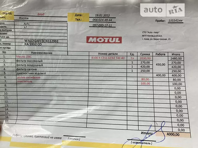 Audi A7, 2012 г.в.