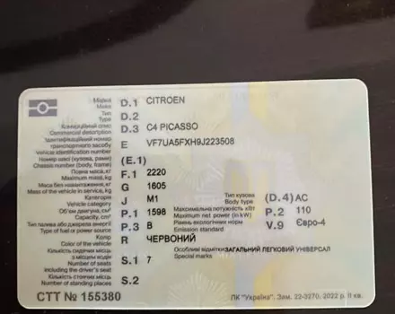 Citroen C4 Picasso, 2009 г.в.